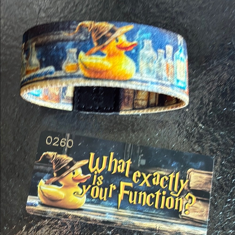 Duck-Themed Black and Blue Wristband